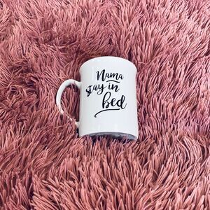 Fringe California Yoga Nama Stay in Bed 16 oz Mug Cup Black and White Yoga Hamsa